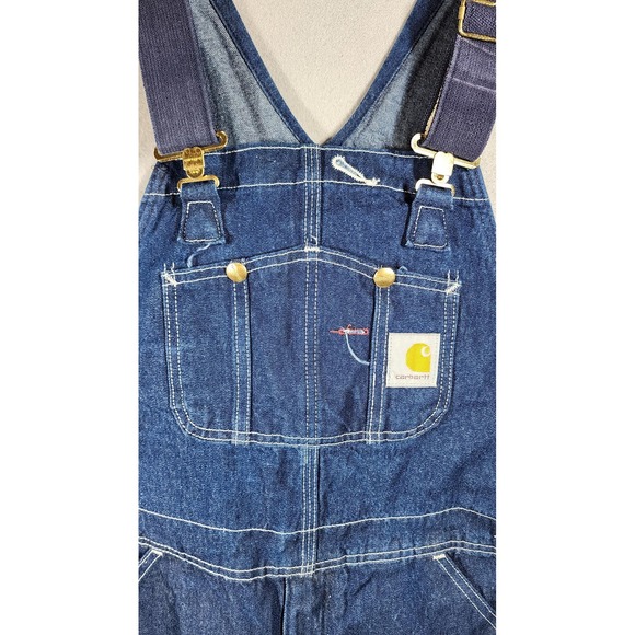 Vintage Carhartt Denim Bib Overalls Mens 32 Blue Workwear Carpenter Utility - Picture 6 of 16